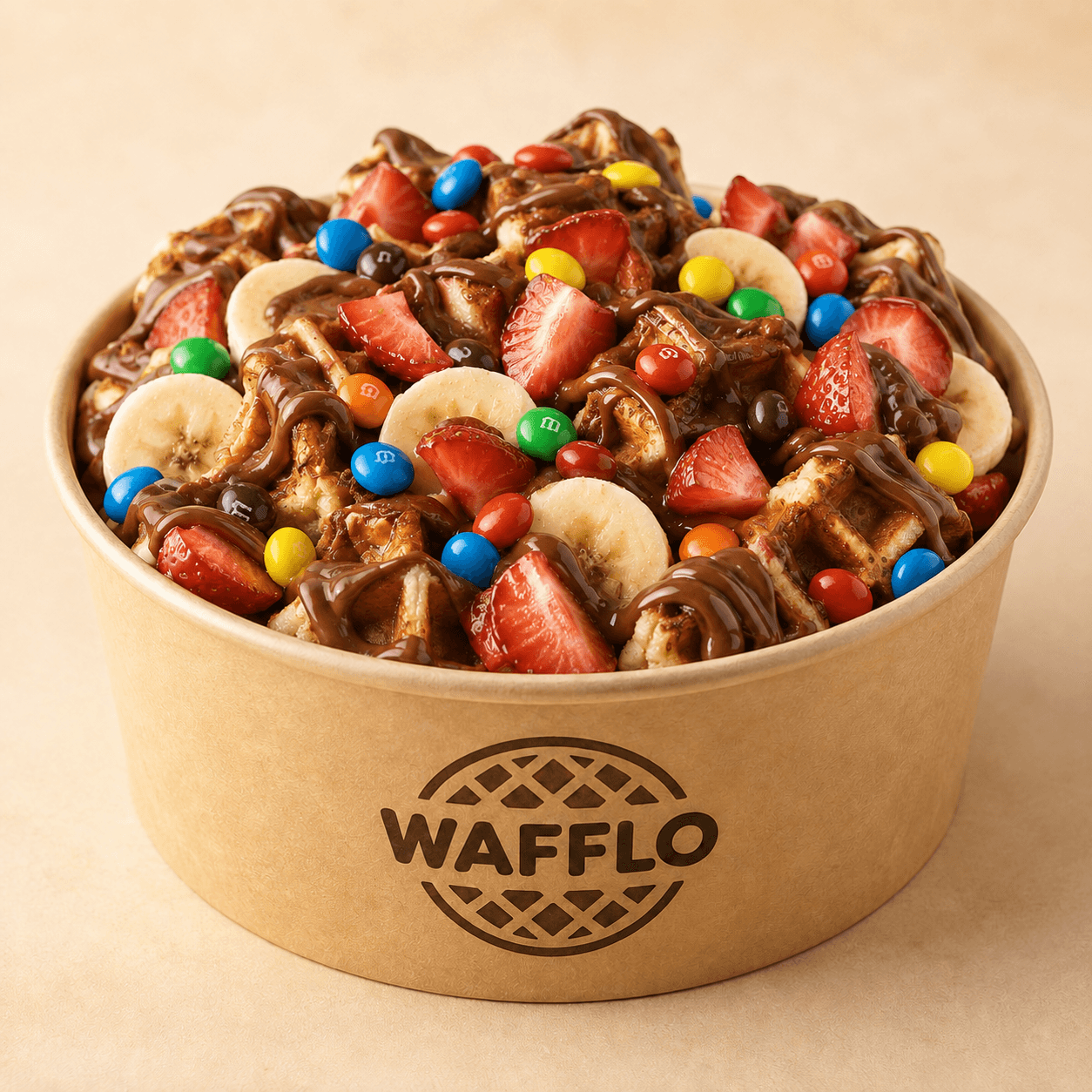 The Classic WAFFLO — fresh waffle with Nutella, strawberries and banana